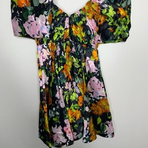 Aje Gabrielle Plunge Mini Dress Floral Womens New Size 4 - Picture 15 of 16